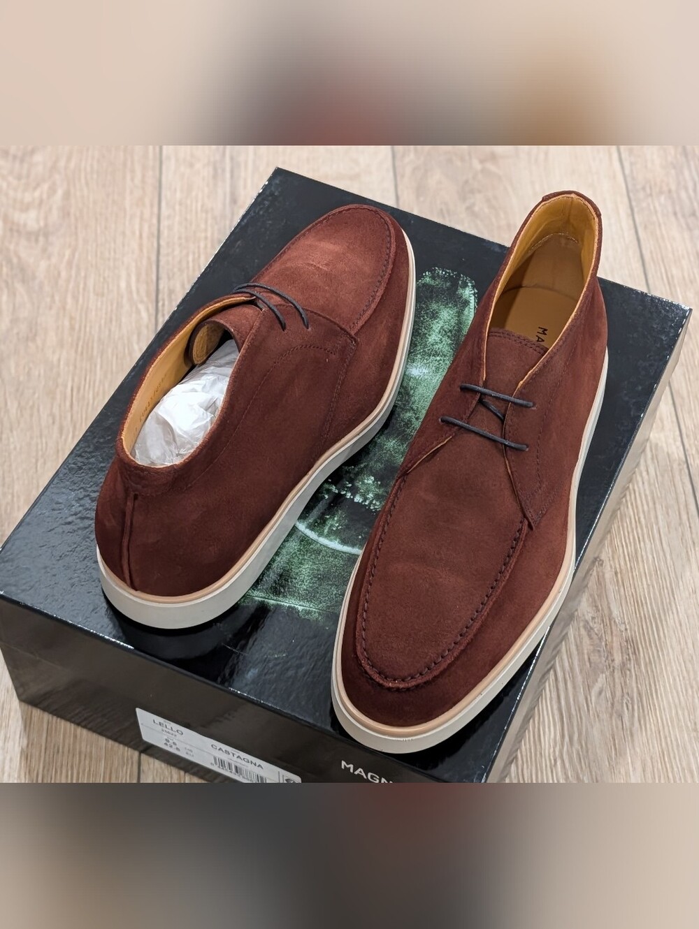 $475 Mens Magnanni "Lello" Suede Chukka Boots Castagna US 11